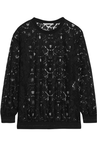 Stella Mccartney Ines Metallic-trimmed Lace Sweater In Black