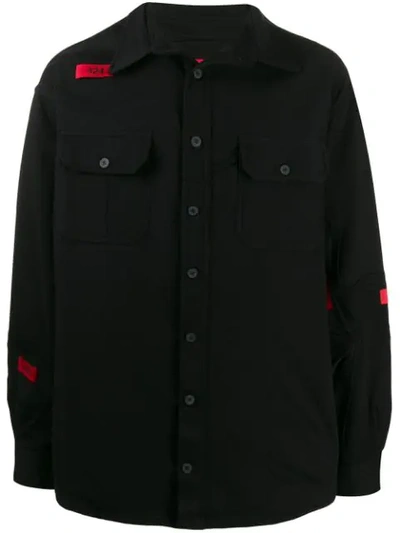 424 Logo-appliquéd Cotton-jersey Overshirt In Black