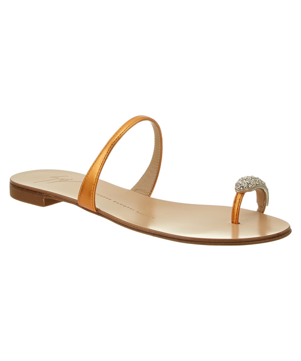 Crystal Toe Ring Flat Sandal' In Gold 
