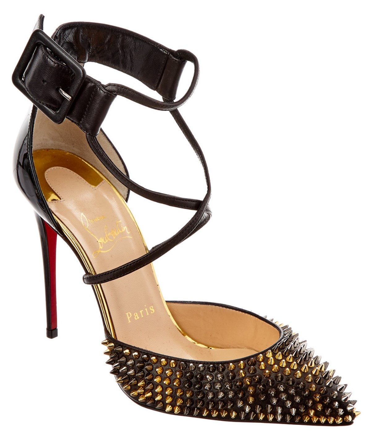 Christian Louboutin Suzanna Spikes 100 Leopard Patent Pump' In Black ...