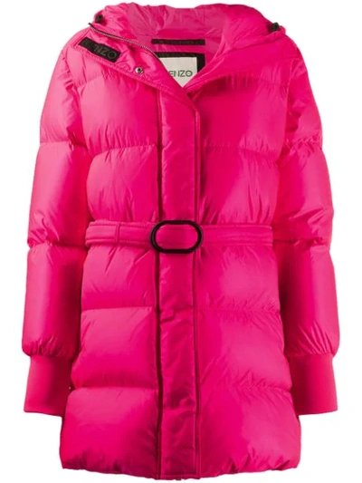 Kenzo Hooded Quilted Neon Shell Down Jacket In 26