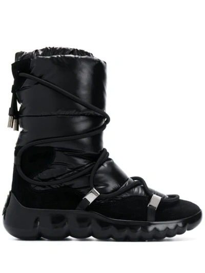 Moncler Cora Suede-trimmed Quilted Shell Ankle Boots In Black
