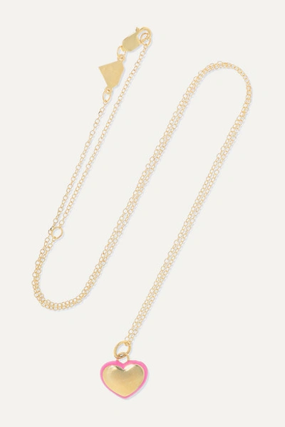 Alison Lou Puffy Heart 14-karat Gold And Enamel Necklace