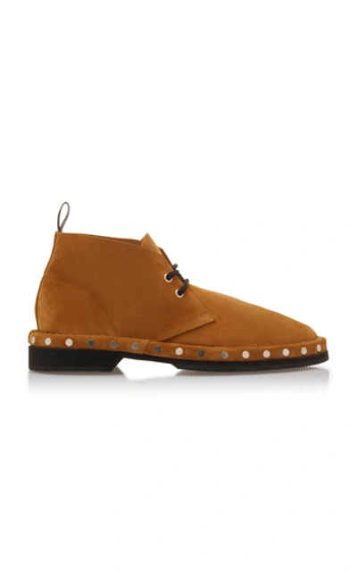 Alexander Mcqueen Studded Suede And Leather Ankle Boots In Brown