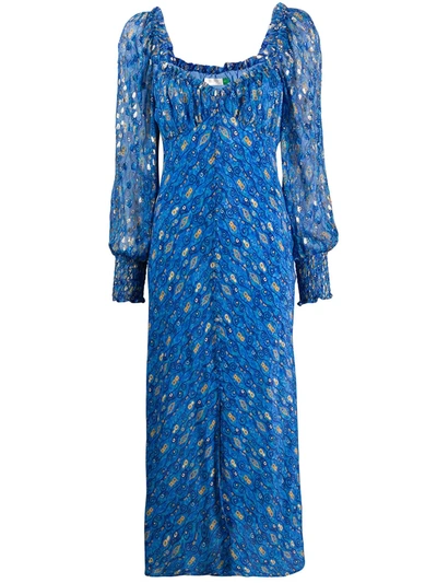 Rixo London Miriam Lurex Silk Fil Coupé Jumpsuit In Blue