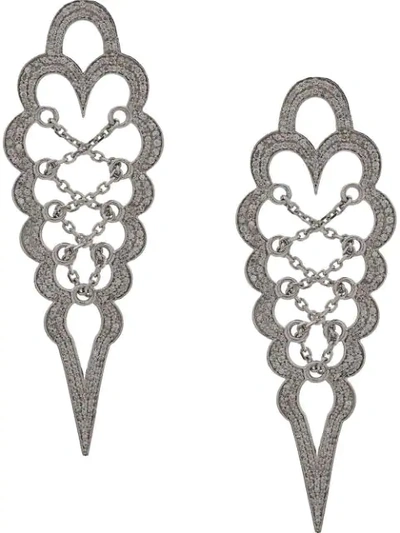 Colette 18kt White Gold Diamond Drop Stud Earrings In Silver