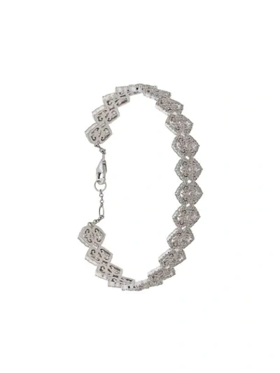 Colette 18kt White Gold Filigree Diamond Bracelet In Silver