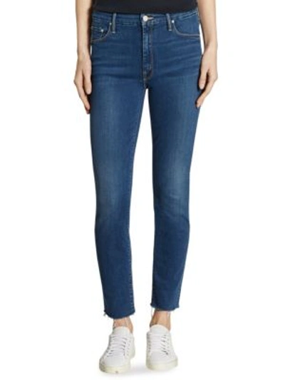 Mother Looker Cropped Frayed Mid-rise Skinny Jeans In Faster