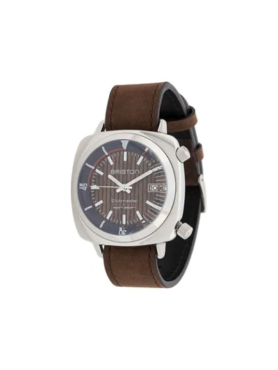 Briston Watches Clubmaster Diver Yachting Steel Watch In Brown