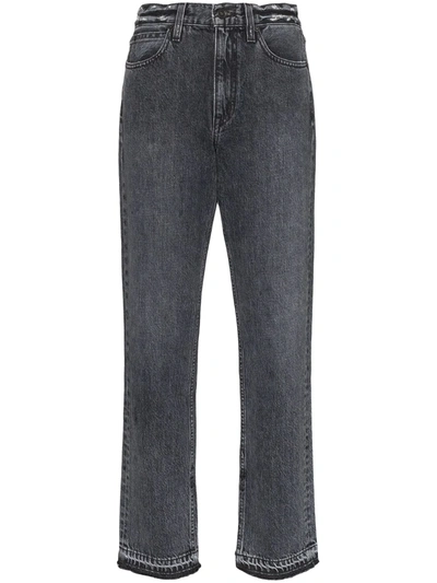 Slvrlake Straight Leg Frayed Hem Jeans In Black