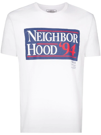 Neighborhood Logo Print T-shirt In White
