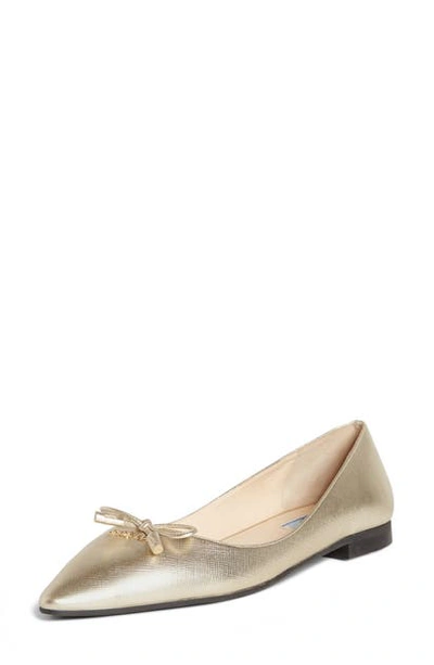 Prada Metallic Leather Ballet Flats In Gold