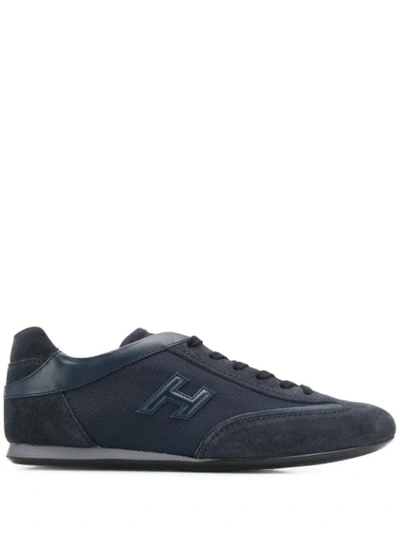 Hogan Men's Shoes Leather Trainers Sneakers Olympia In Blue