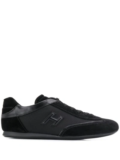 Hogan Men's Shoes Leather Trainers Sneakers Olympia In Black