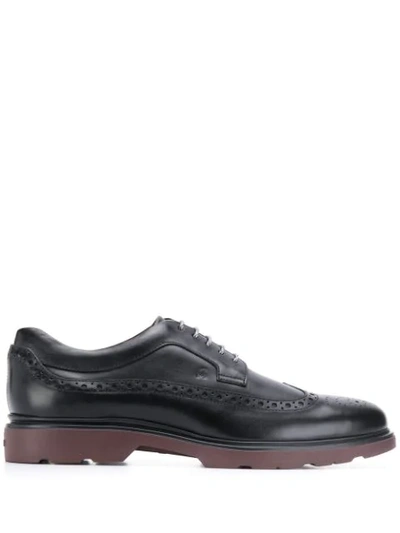 Hogan Men's Classic Leather Lace Up Laced Formal Shoes Route Derby In Black