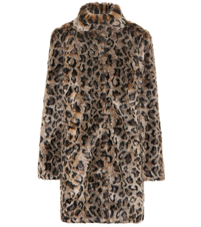 Velvet Chrissie Leopard Faux Fur Coat In Brown
