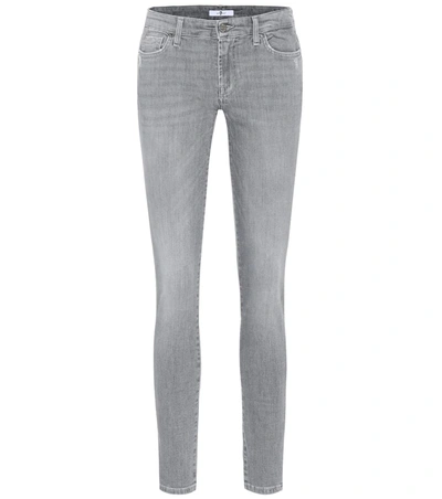 7 For All Mankind The Skinny Mid-rise Jeans In Grey