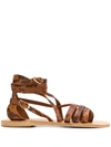 Ancient Greek Sandals Satira Wraparound Python-effect Leather Sandals In Brown