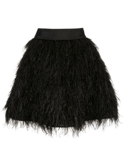 Alice And Olivia Cina Ostrich Feather Skirt In Black