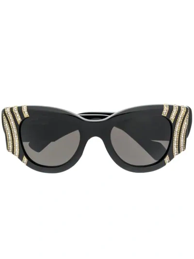 Balenciaga Rhinestone-embellished Paris Cat Sunglasses In Black