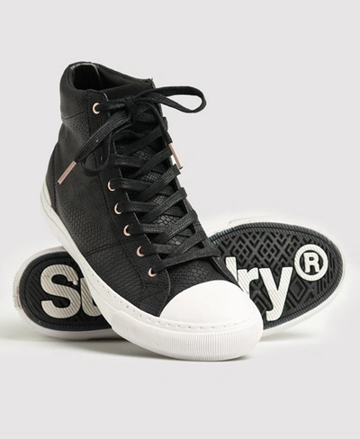 Superdry Premium Pacific High Top Trainers In Black | ModeSens