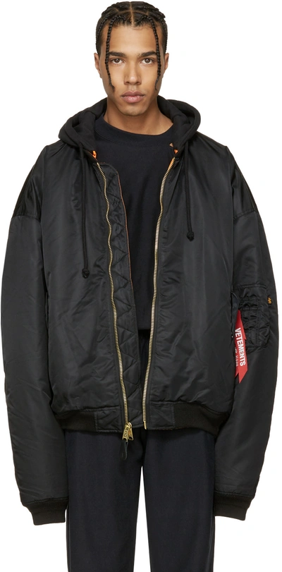 Vetements Reversible Black Alpha Industries Edition Bomber Jacket | ModeSens