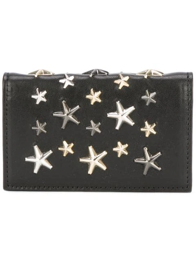 Jimmy Choo Nello Star Stud Wallet In Black-metallic Mix