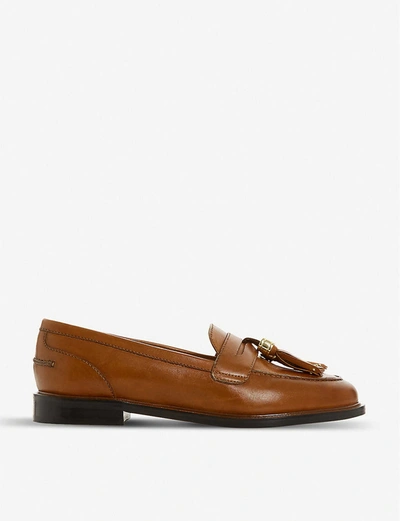 Dune Glazer Leather Tassel Loafer In Tan-leather
