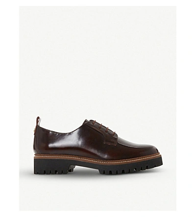 Dune Fate Lace-up Leather Brogues In Burgundy-leather