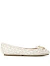 Michael Michael Kors Lillie Logo-print Leather Ballet Flats In White