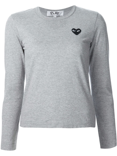 Comme Des Garçons Play Comme Des Garcons Play Grey Heart Patch T-shirt In 1-grey