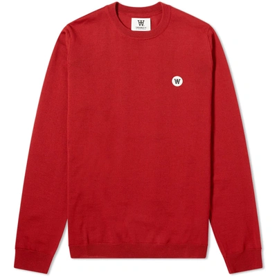 Wood Wood Kip Crew Knit In Red