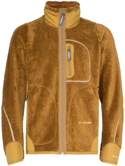 And Wander Funnel-neck Fleece Jacket In Brown