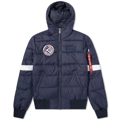 Alpha Industries Hooded Puffer Jacket Navy In Blue