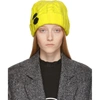 Off-white Rubber Patch Cable Knit Wool Beanie In Yellow