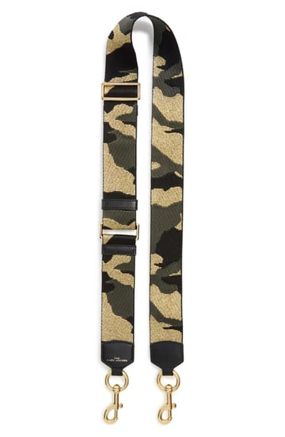 The Marc Jacobs Webbing Guitar Bag Strap In Camo/gold