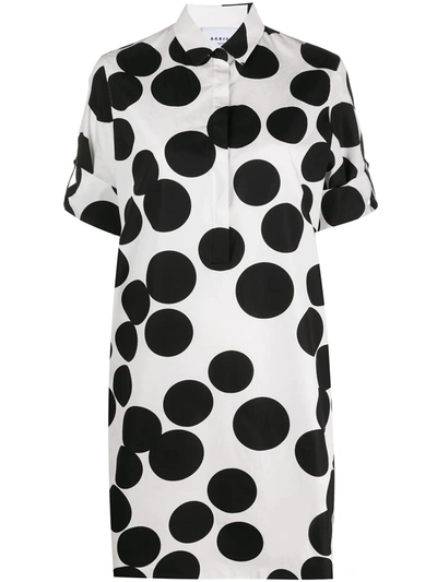 Akris Punto Luna Dot Paper Cut Print Shirtdress In Cream Black