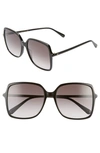 Gucci 57mm Square Sunglasses In Black/ Grey Gradient