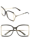 Gucci Square Sunglasses W/ Clear Lenses In Black/ Transparent Solid