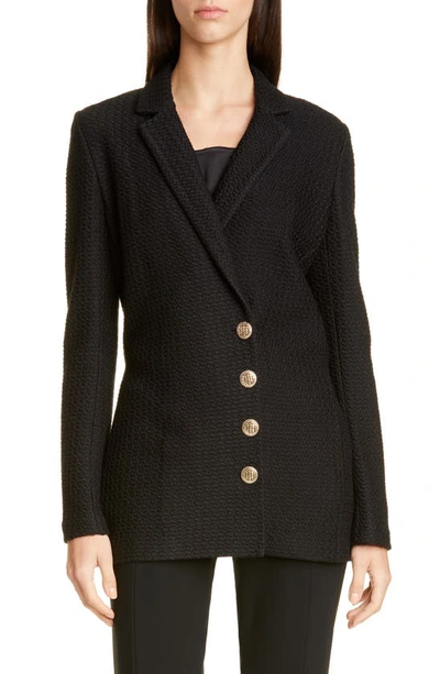 St John Seaside Chain Knit Jacket In Caviar