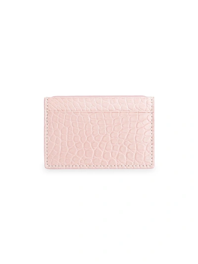 Royce New York Rfid-blocking Alligator Card Case In Blush Pink