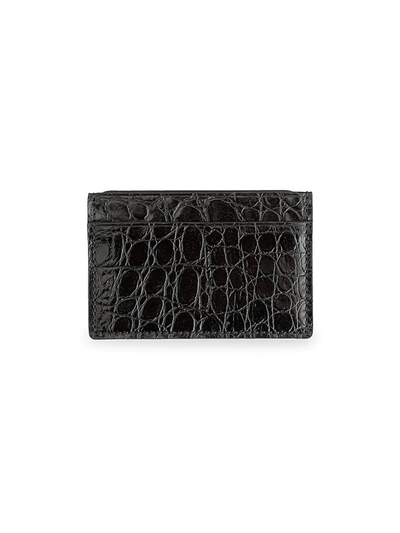 Royce New York Croc-embossed Leather Card Case In Black