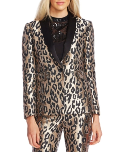 Vince Camuto Leopard-print Jacquard Blazer In Rich Black | ModeSens