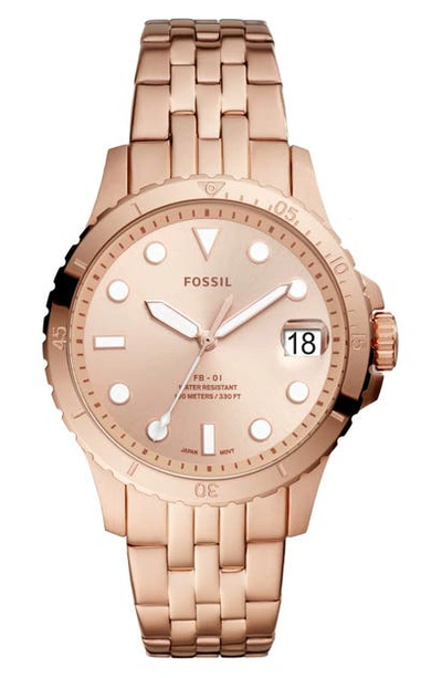Fossil Fb-01 Bracelet Watch, 36mm In Rose Gold