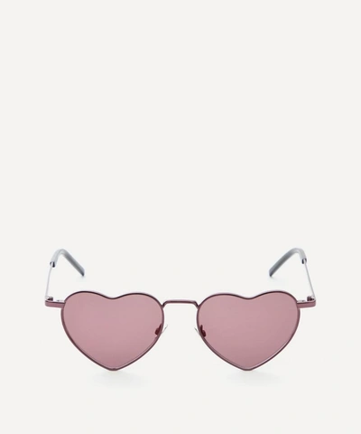 Saint Laurent Lou Lou Heart Sunglasses In Pink