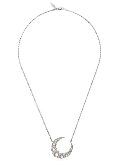 Colette 18kt Black Gold Crescent Necklace In White