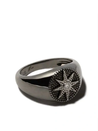 Colette 18kt Black Gold Diamond Star Signet Ring