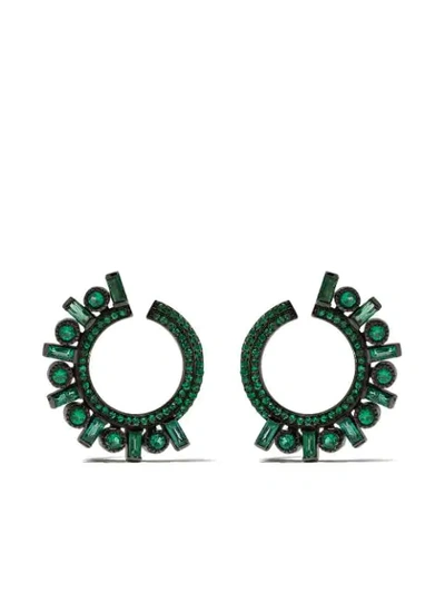 Colette 18kt Black Gold Emerald Hoop Earrings