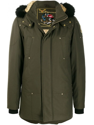 Moose Knuckles Zip And Press Stud Fastening Parka In Green