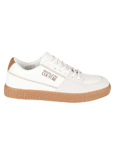 Versace Jeans Couture Printed Logo Sneakers In Bianco